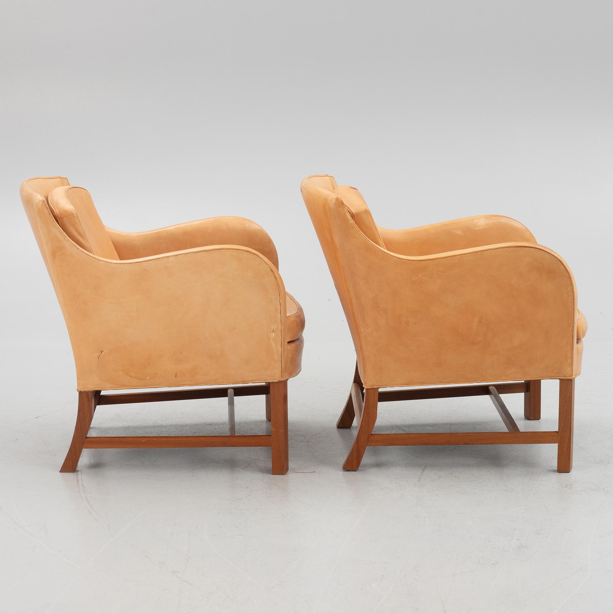 Kaare klint & Edvard Kindt-Larsen, a pair of "Mix 4396" armchairs, Rud Rasmussenm Denmark.