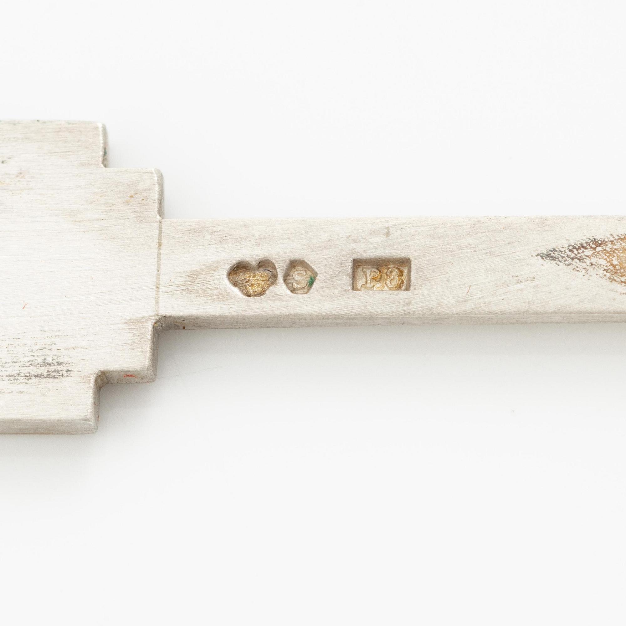 Wiwen Nilsson, a brooch, silver, geometric shape, Lund 1941.