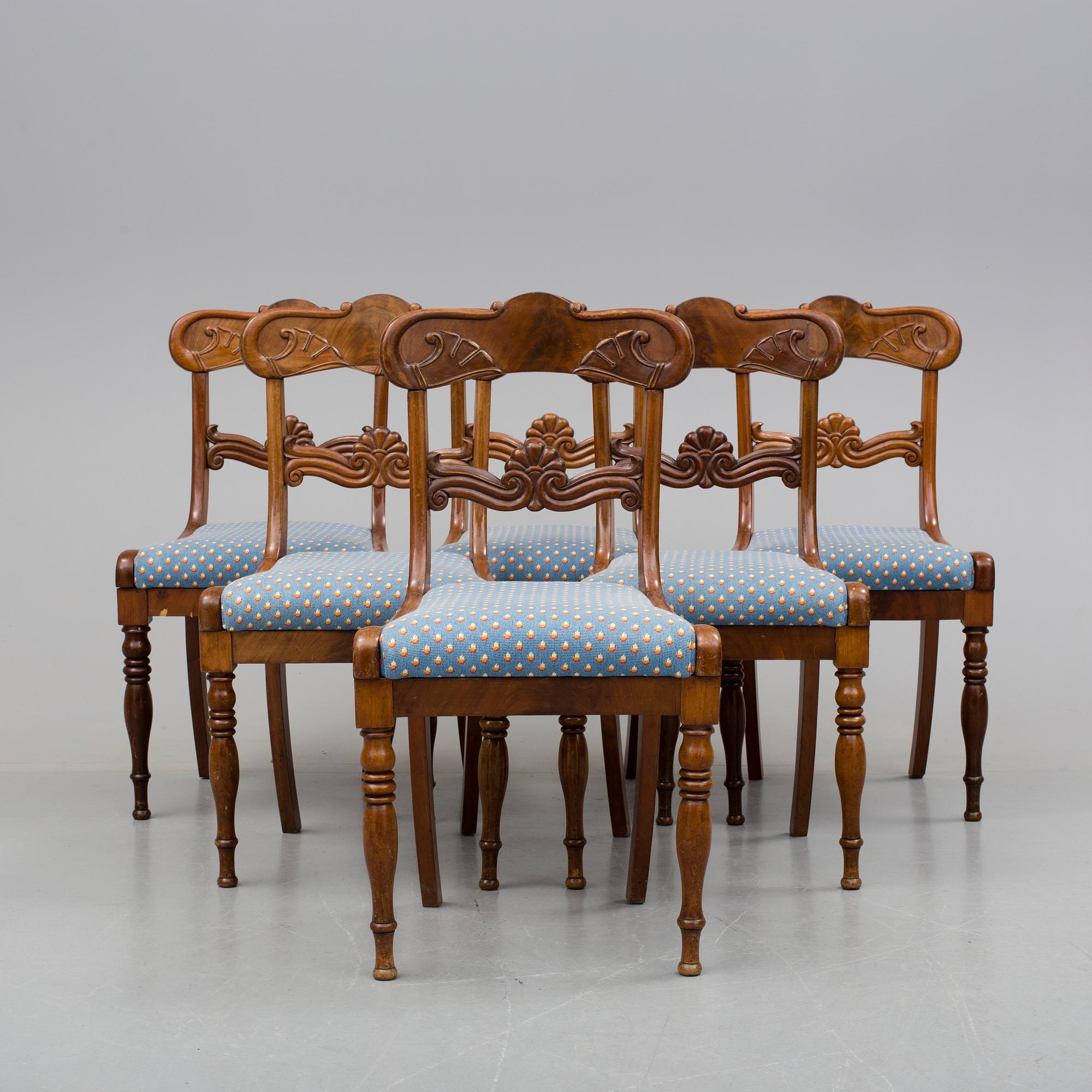 STOLAR, 6 stycken, senempire, 1800-talets mitt.