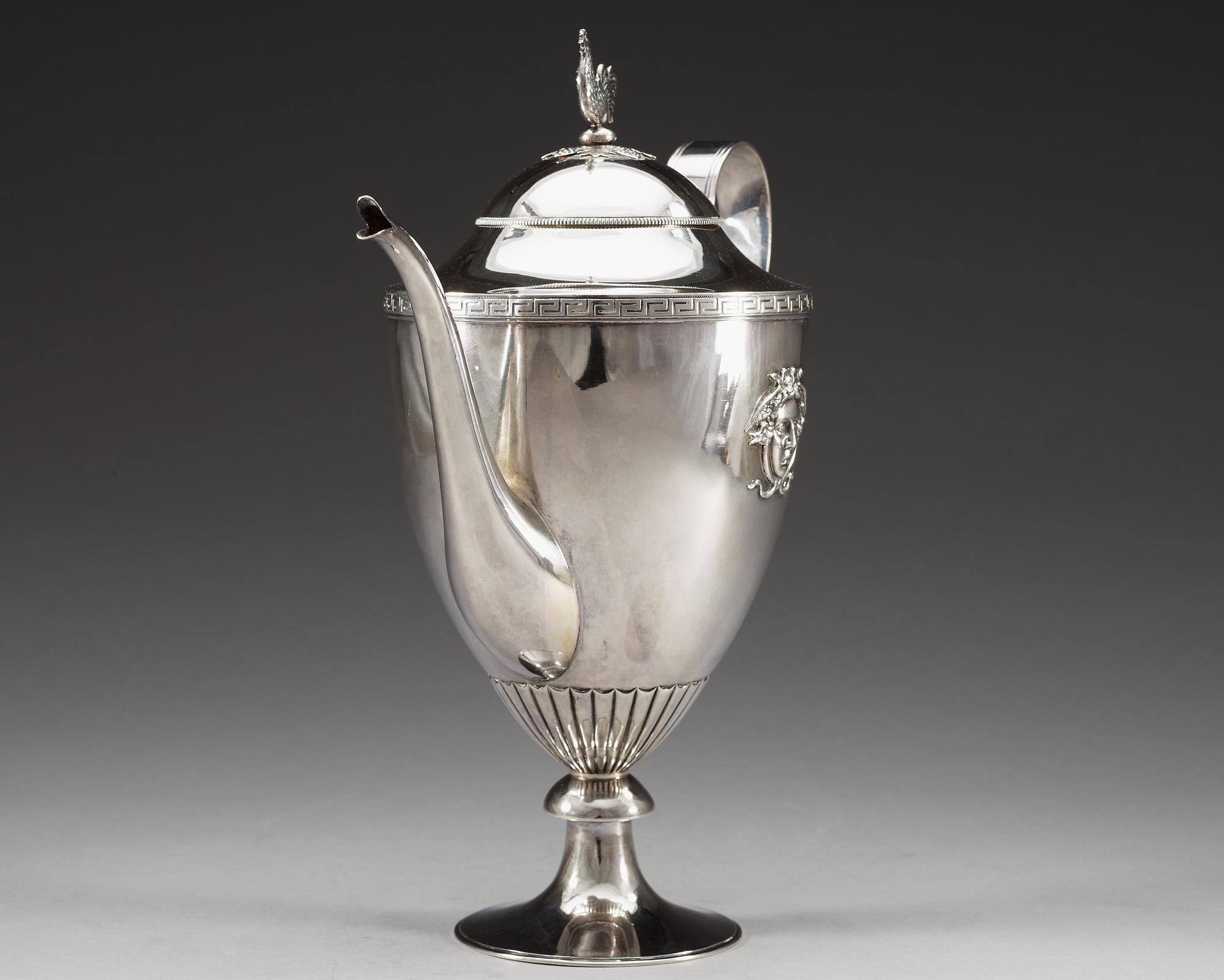 A Swedish 19th century silver coffee-pot, makers mark of Adolf Zethelius, Stockholm 1814.