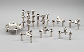 LJUSSTAKAR, 10 st, samt SKÅL, Ceasar Stoffi, Nagel, 1900-talets andra hälft.