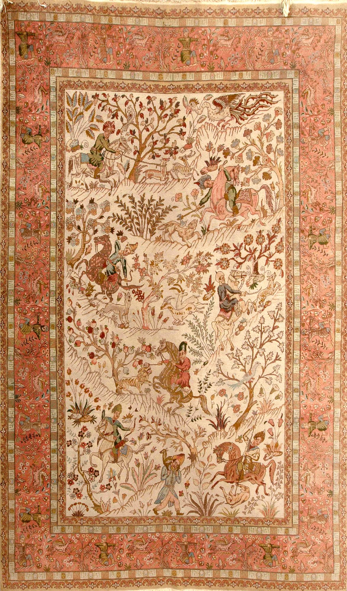 A semiantique Tabriz carpet signed ca 290 x 198 cm.