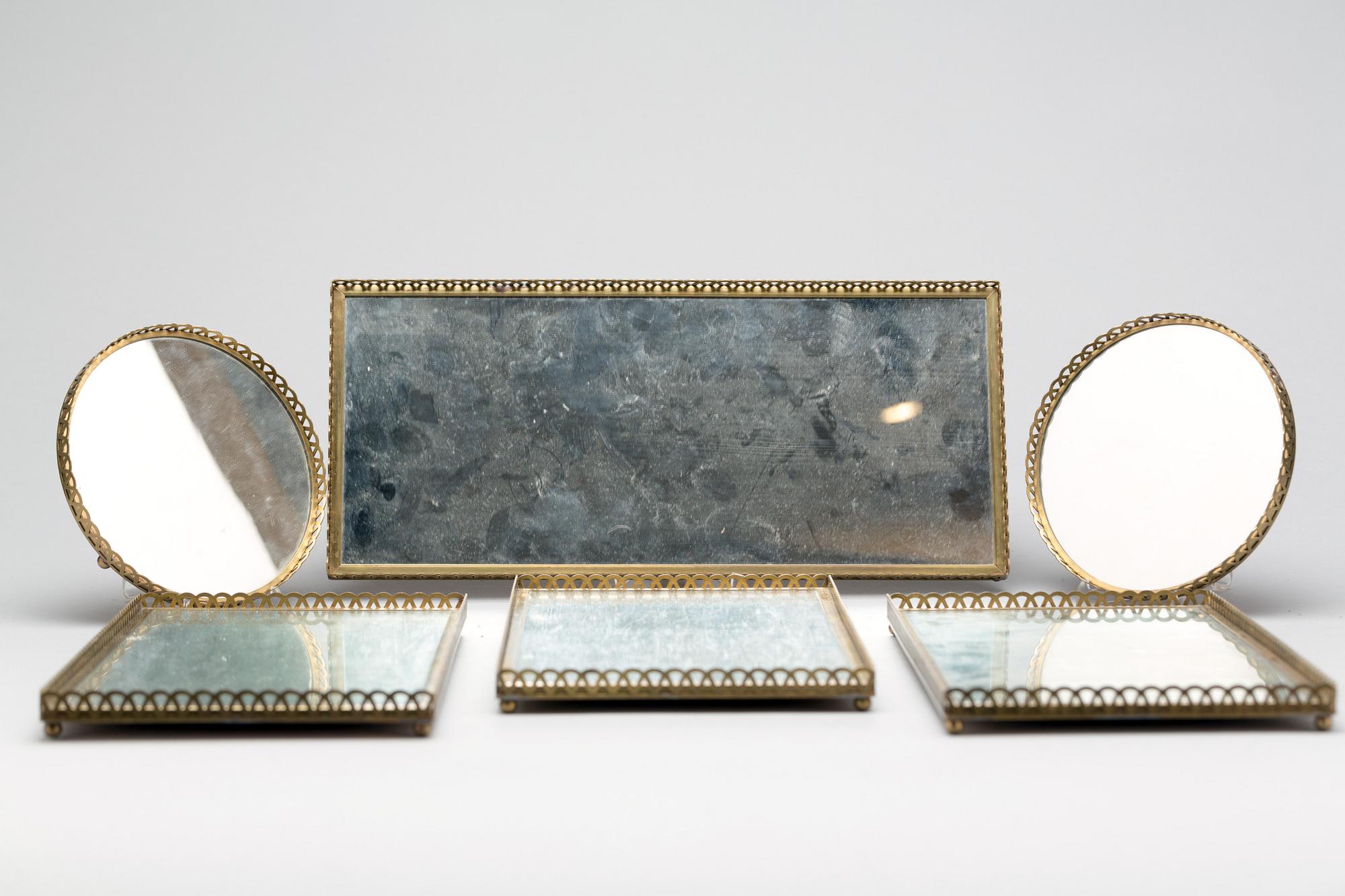 BRICKOR, 6 st. Mässing och glas. 1900-talets andra hälft.