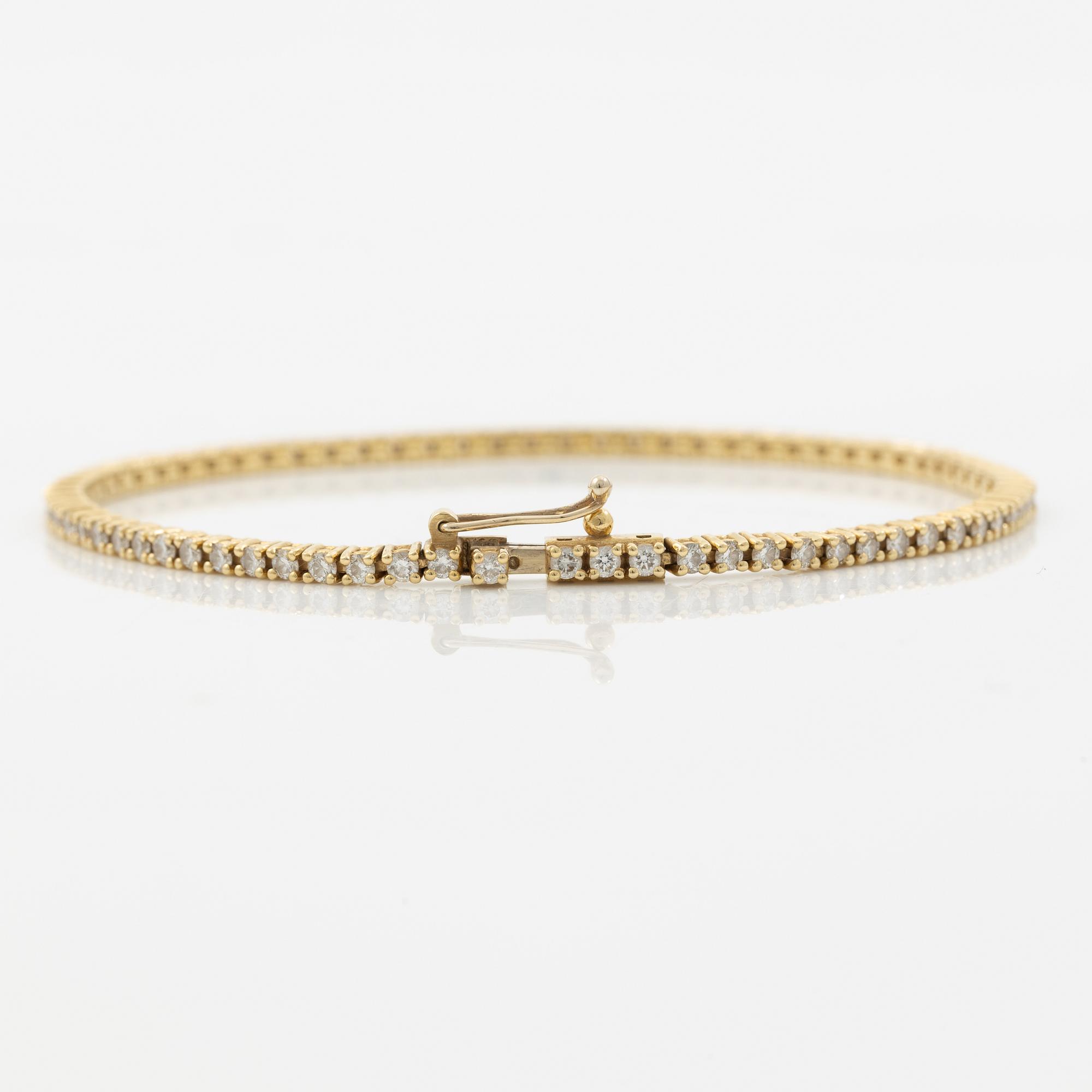 Tennis bracelet, 18K gold with brilliant-cut diamonds, total approx. 1.54 ct.