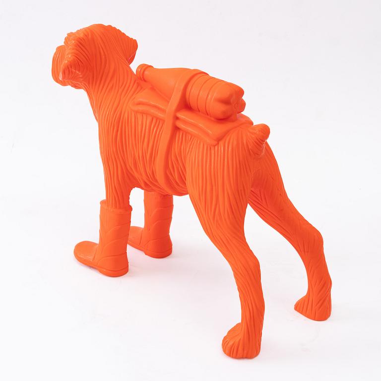 William Sweetlove, "Cloned Schnauzer with water bottle". (Orange).