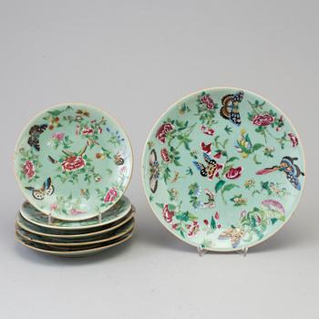 Six Canton porcelain dishes, Qing dynasty, second half of the 19th century,