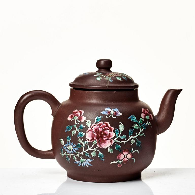 A yixing ware tea pot with cover, Qing dynasty, 18th Century.