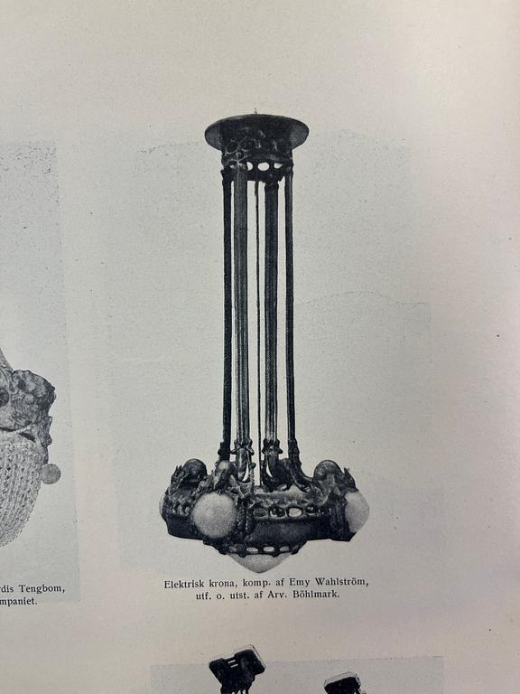 Emy Wahlström, an Art Nouveau chandelier model "5024", Arvid Böhlmarks Lampfabrik, Stockholm, 1910s.
