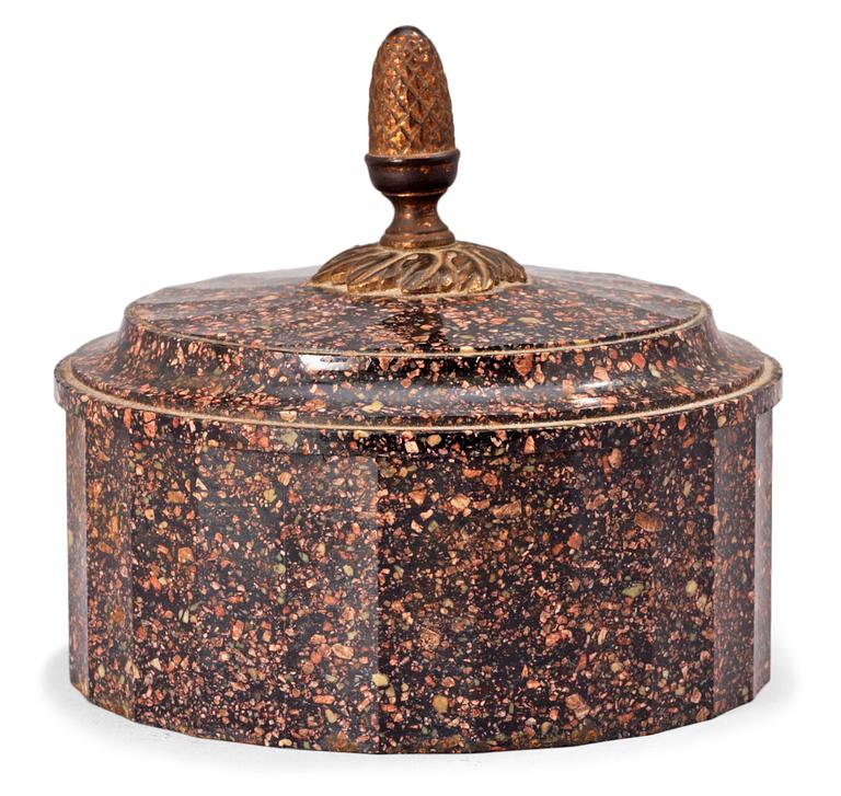 A Swedish Empire porphyry butter box.