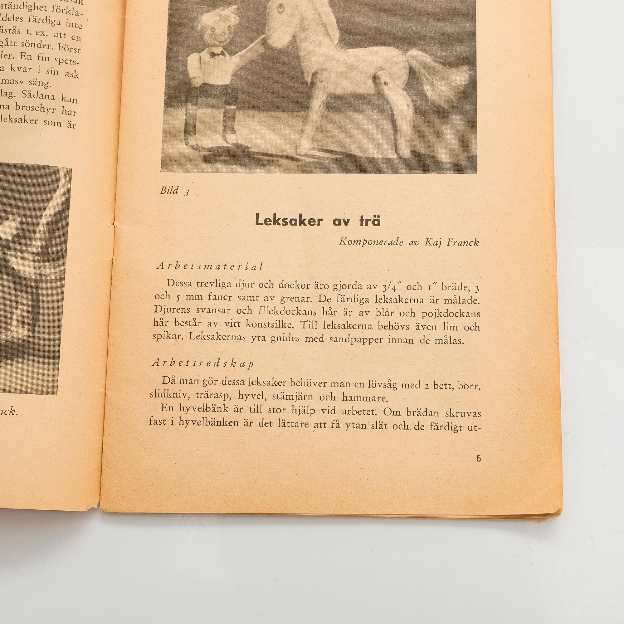 aj Franck, doll "Toto" and a booklet 'Leksaker' (Toys) 1946.