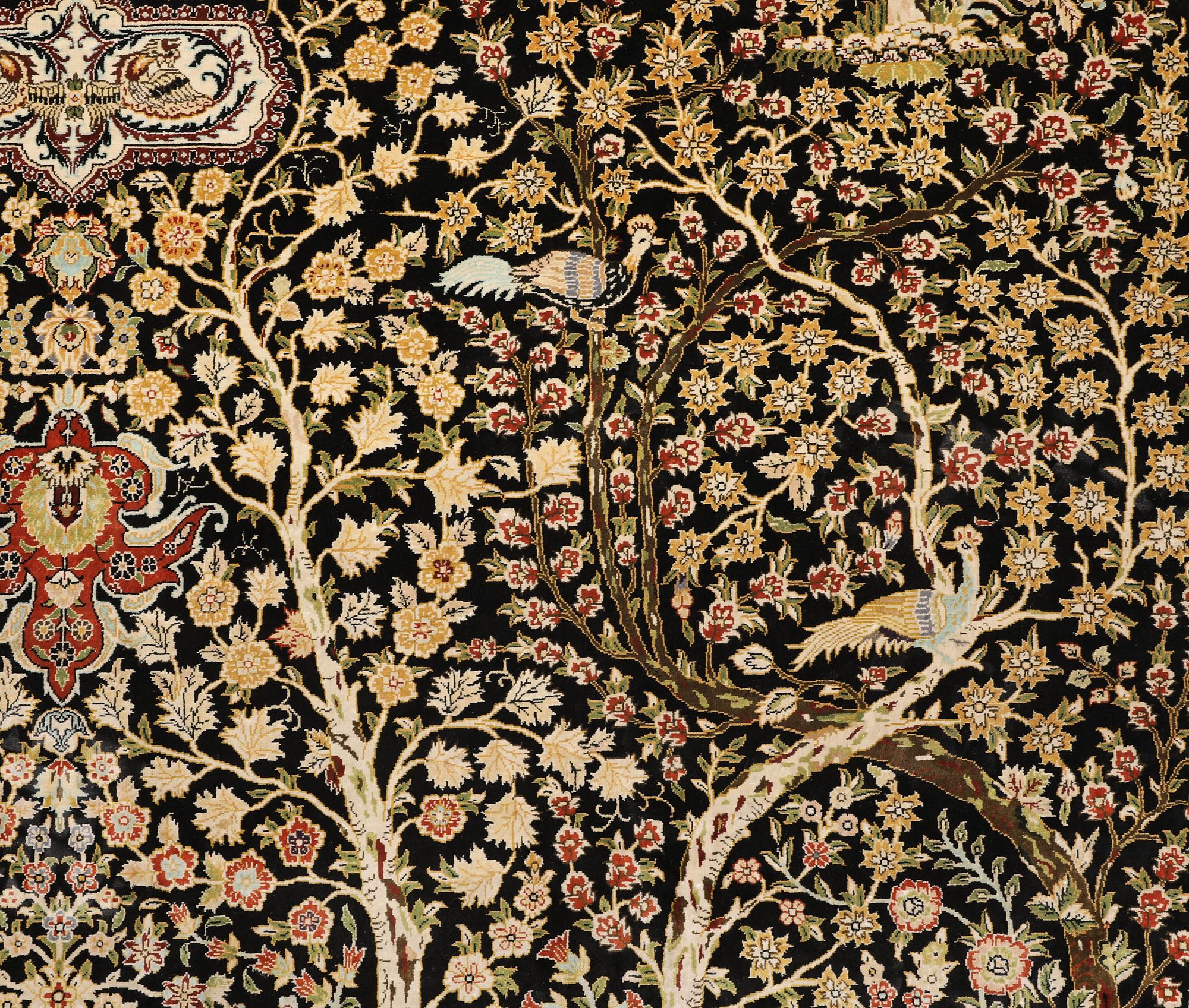 A oriental silk carpet, 303 x 201 cm.