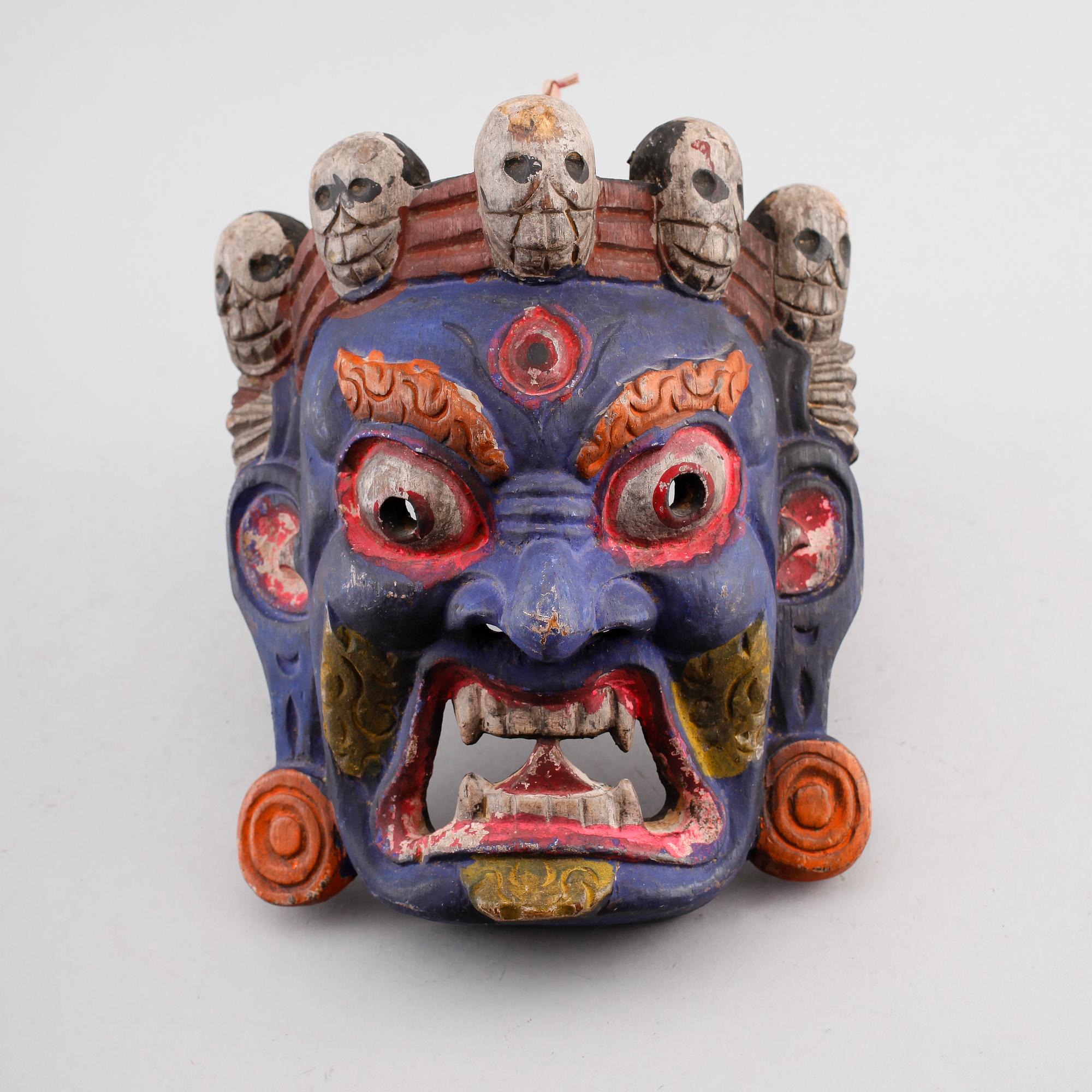 MASK, målat trä, möjligen Tibet, 1900-tal.