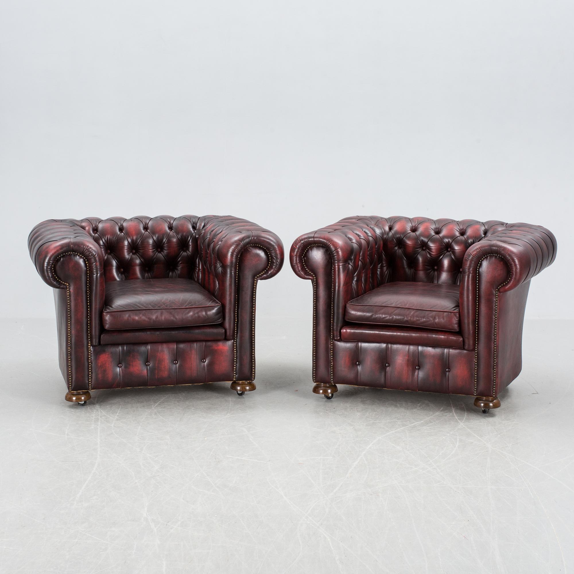 SOFFGRUPP, 3 delar, Chesterfield-stil. 1900-talets slut.