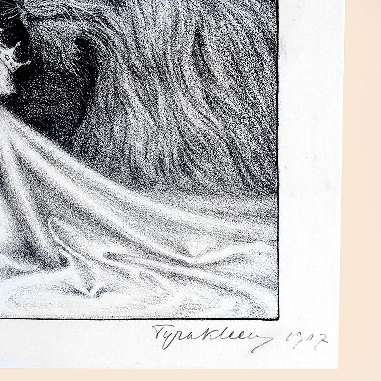 Tyra Kleen, litografi signerad och daterad 1907.