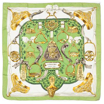 Hermès, two scarves "Nefs d'Or" and "Etriers".