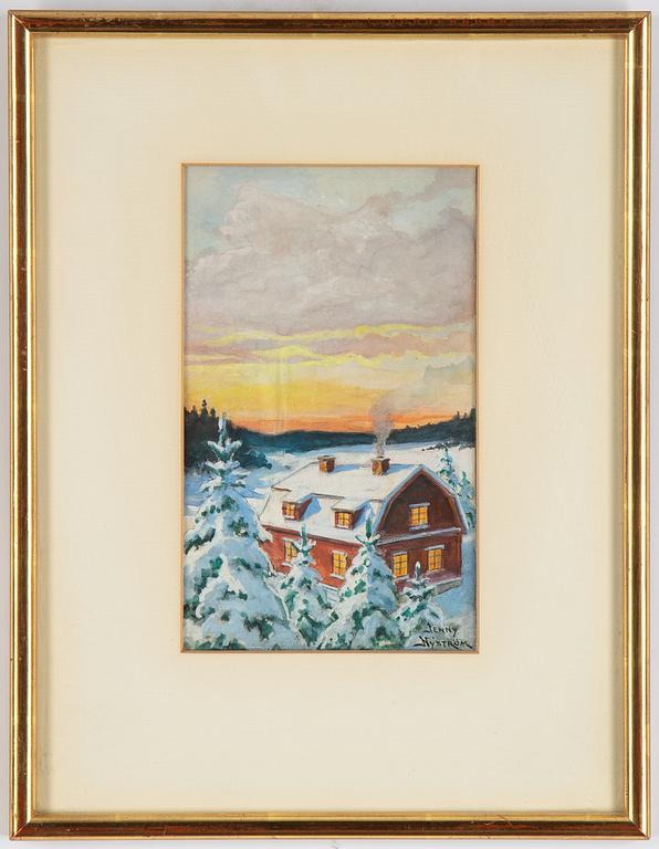 Jenny Nyström, akvarell, signerad.