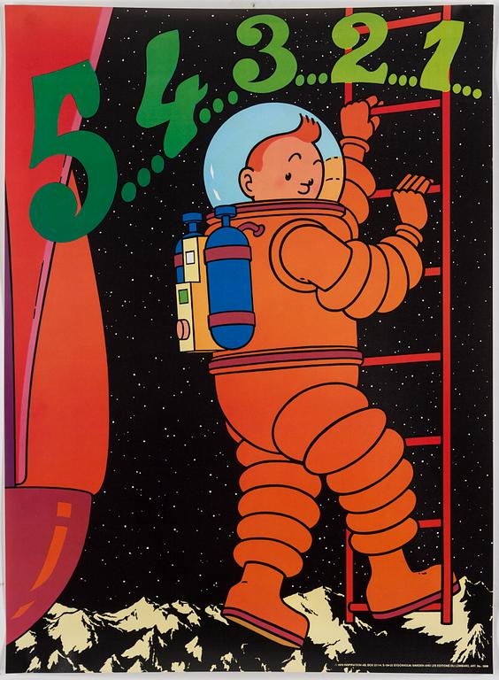 Four 1970 Tintin posters.