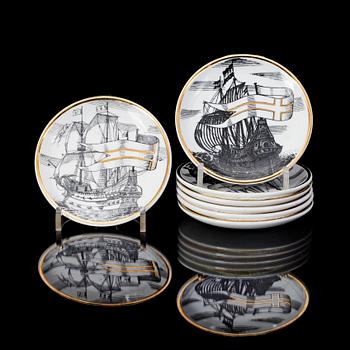 COASTERS, 7 st, flintgods, Fornasetti, Italien, 1950/60-tal.