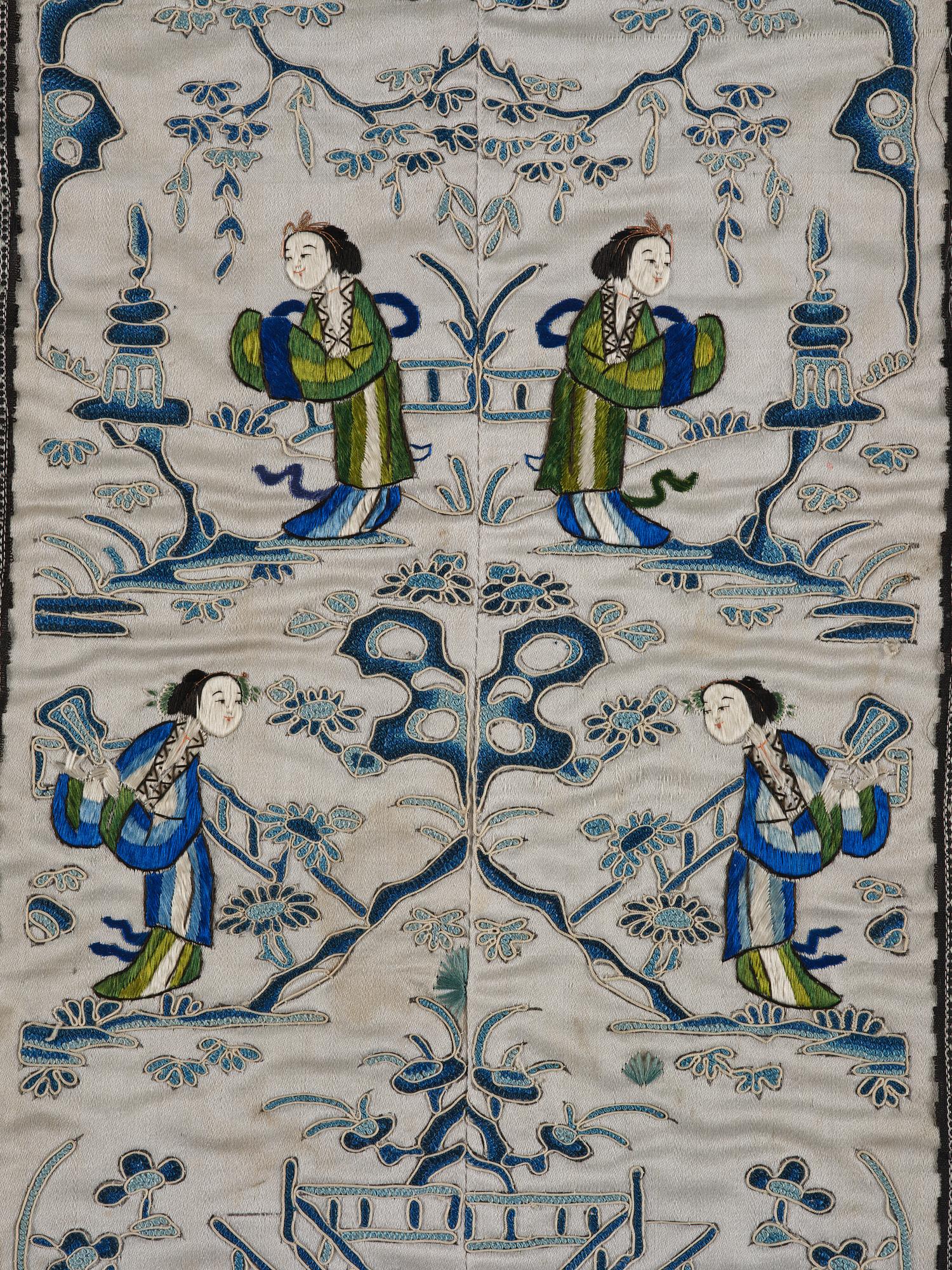 Broderi, siden. Sen Qingdynasti, omkring 1900.
