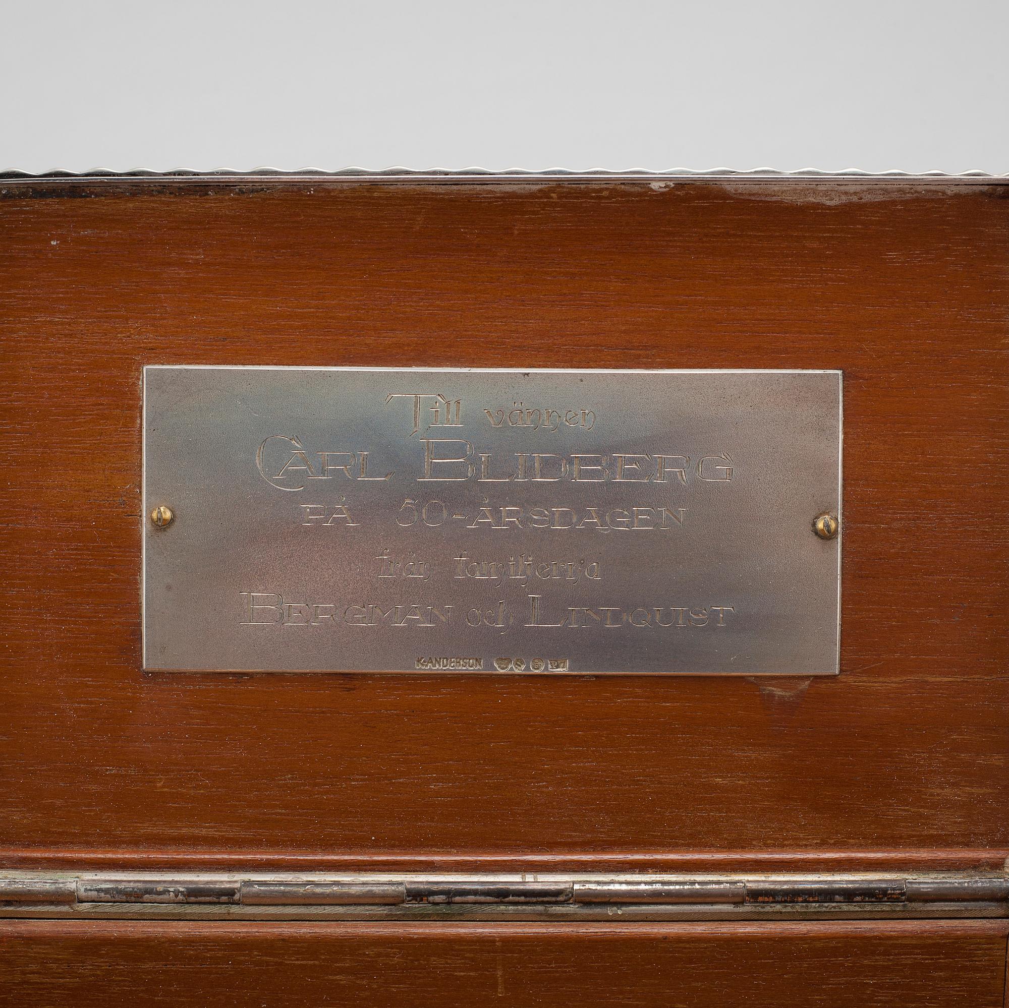 CIGARRSKRIN, silver, K Andersson, Stockholm, 1917.