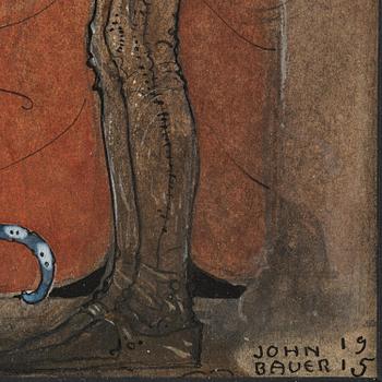 John Bauer, "Madonnan ger spelmannen sin ena sko" (from "Spelmannen som fick madonnans guldsko").