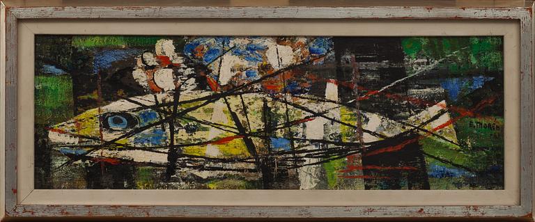 ESAIAS THORÉN, oljemålning på pannå, signerad och daterad -61.