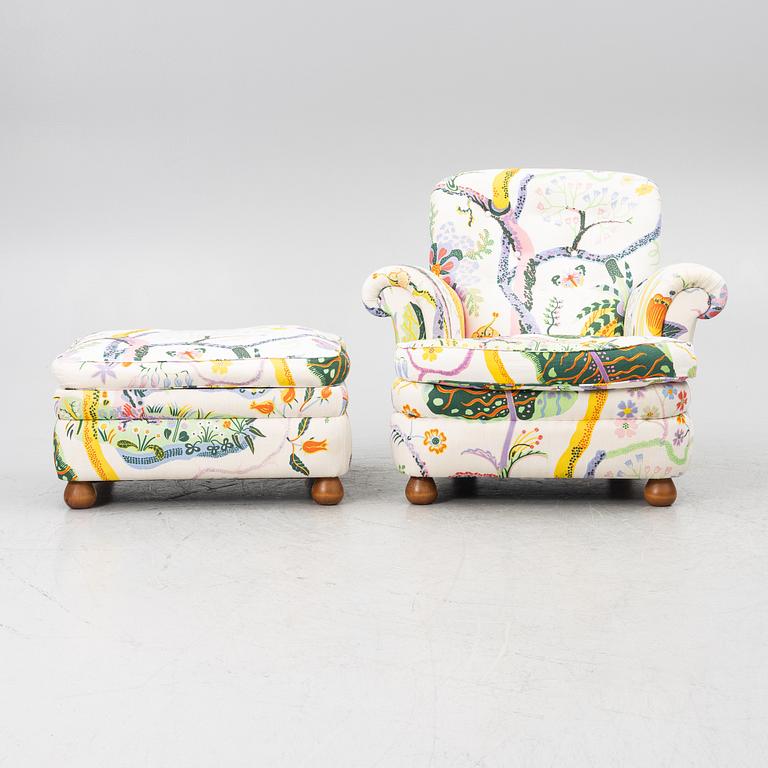 Josef Frank, armchair with footstool, model 336, Svenskt Tenn.