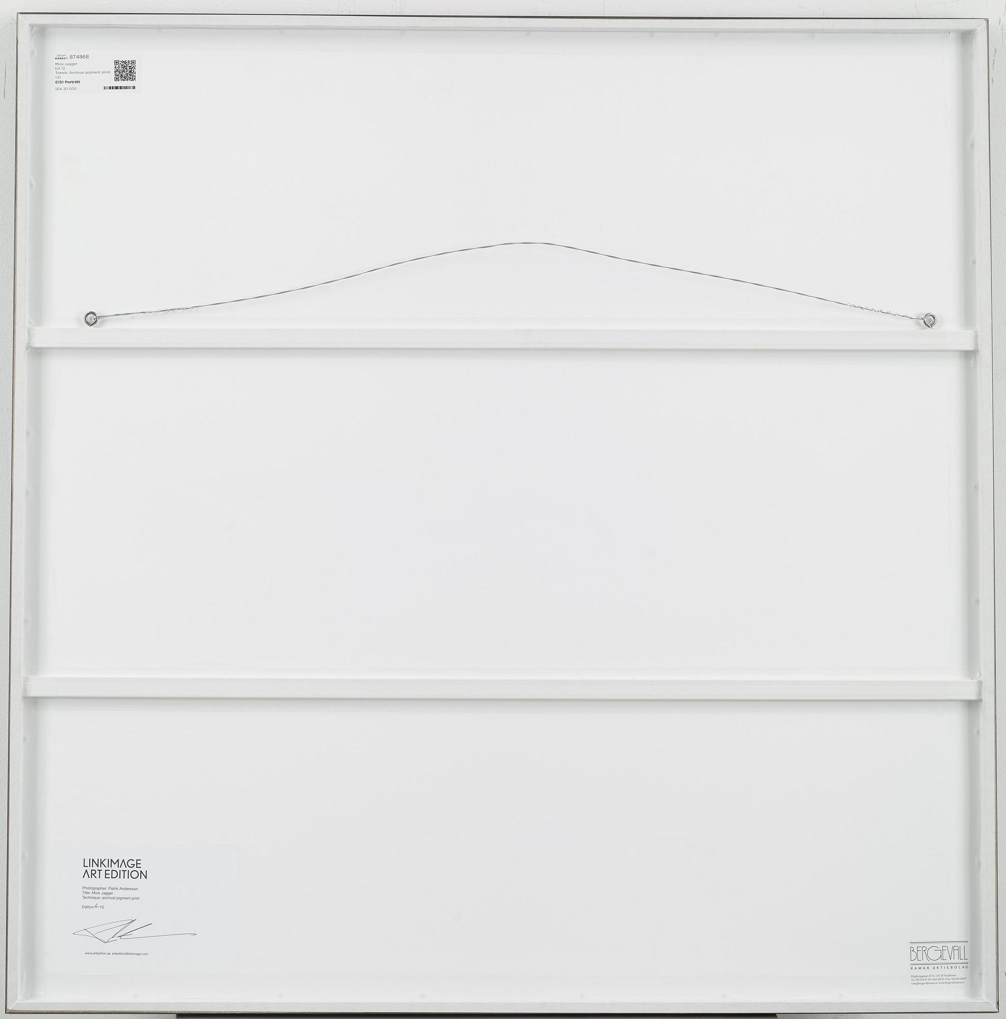 PATRIK ANDERSSON, fotografi signerat och numrerad 6/10 på etikett a tergo.