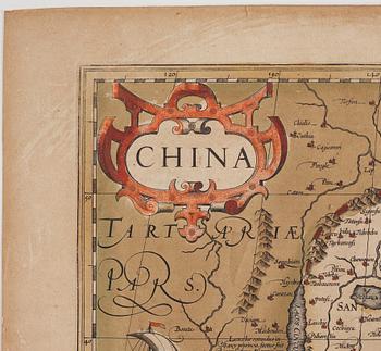 Map of China, after an original from 1606, by Jodocus Hondius.
