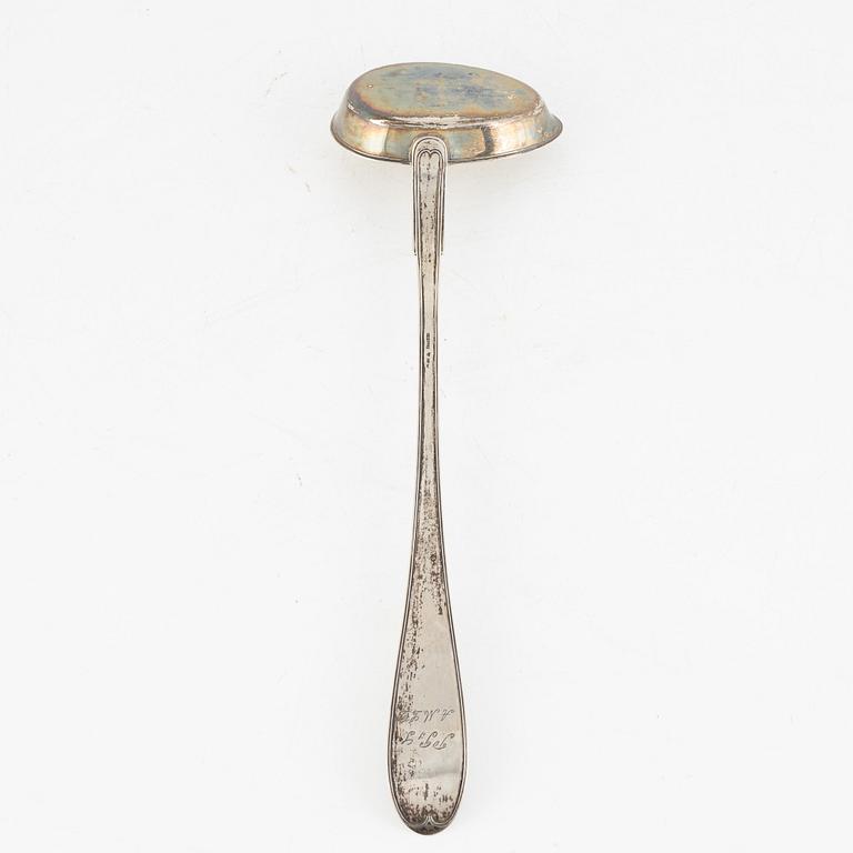 A silver soup lable by Johan Niklas Palm, Visby, Sweden, 1851.