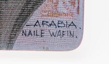 VÄGGPLAKETT, keramik, signerad Naile Wafin, Arabia.