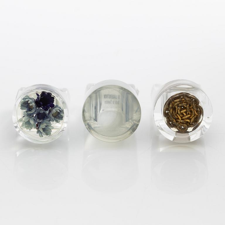 Siv Lagerström, three acrylic rings, 1970s.