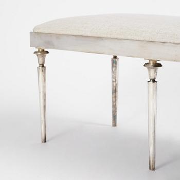 Torkov, a silver-plated metal bench, Illums Bolighus, Denmark, 1930s.