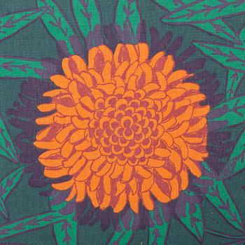 VIOLA GRÅSTEN, TYG, "Peonia", handtryckt, ca 566 x 124,5 cm (full bredd 131 cm), Mölnlycke.