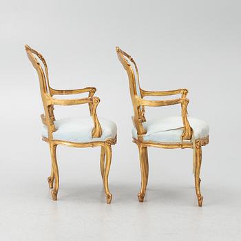 Armchairs, a pair, France, 19th century.