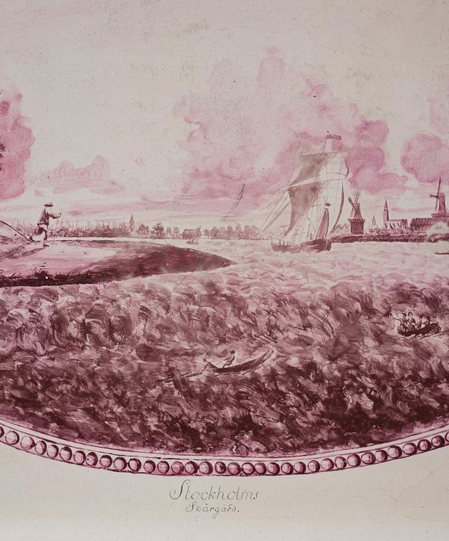 Fajansbricka, sent 1700-tal, Gustaviansk.