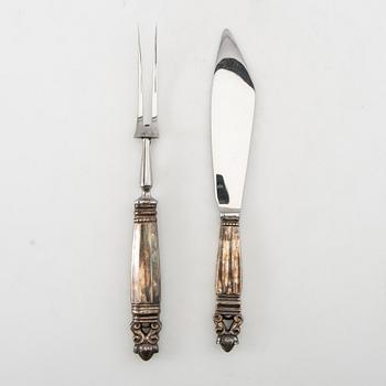 Johan Rohde, carving knives, a pair, sterling silver, "Konge/Acorn", Georg Jensen, Denmark, after 1945.