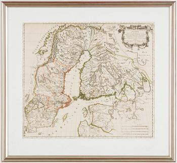 A 1669 engraved map of Sweden, with hand colouring, Paris 1669. - Bukowskis