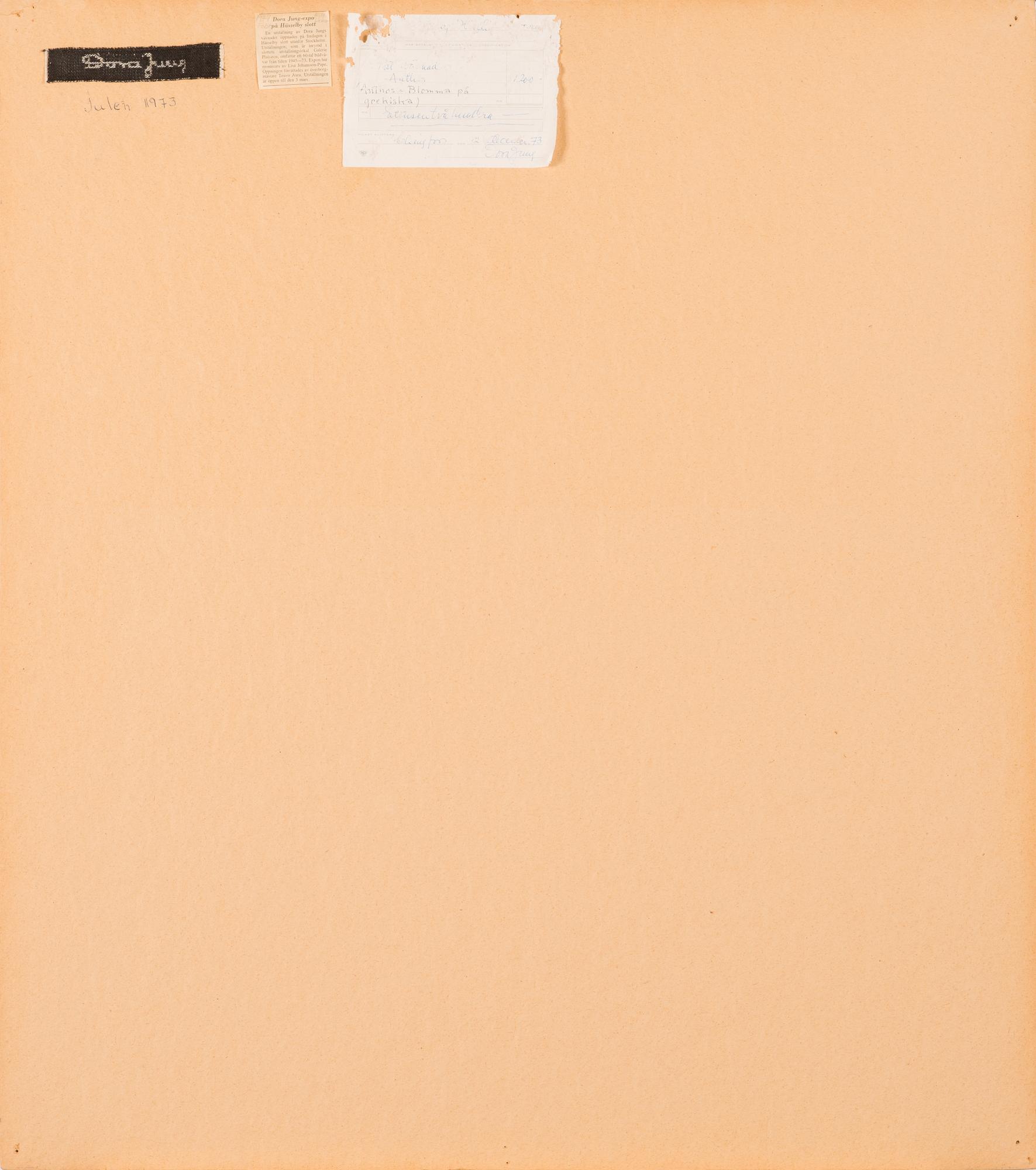 Dora Jung, a textile signed, also a tergo signature.