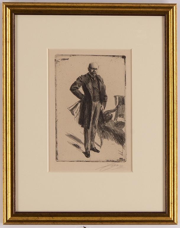 Anders Zorn, etching, 1900, signed in pencil.