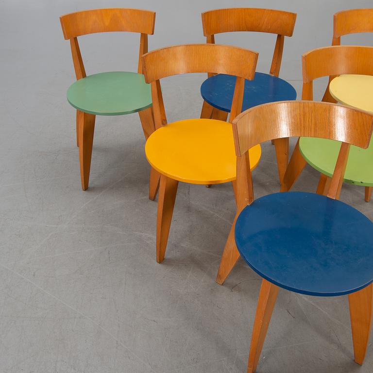 James Irvine, chairs, 6 pcs, "Carugo", Cappellini, Italy 1990s.