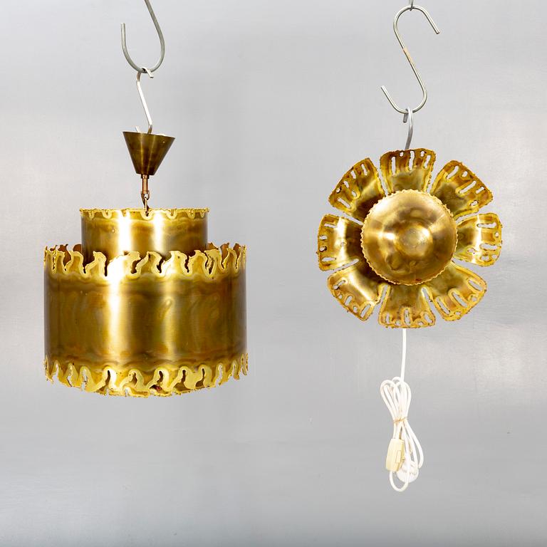 A set of brass ceiling pendant and wall lamp by Svend Aage Holm Sørensen later part of the 20th century.