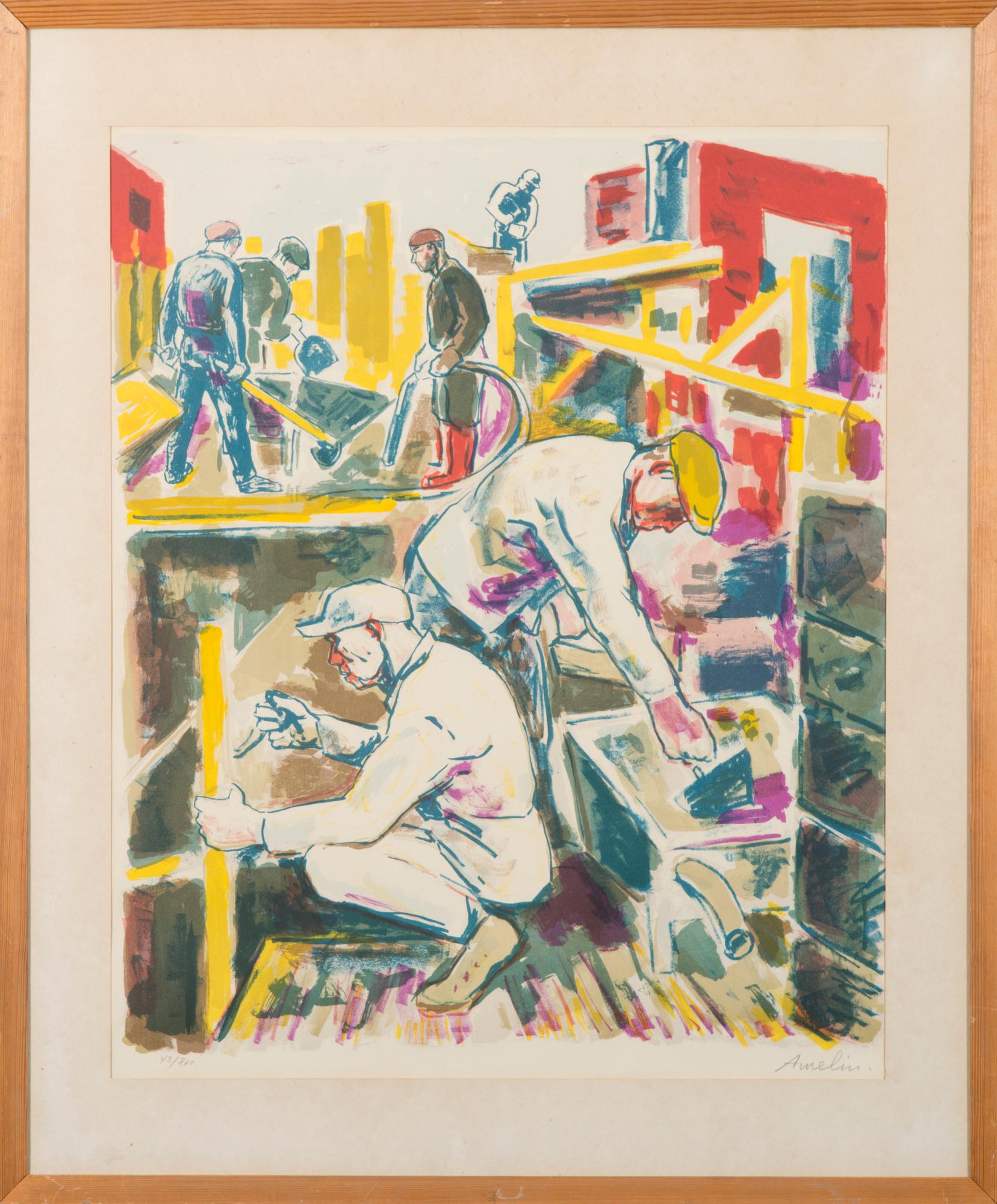 ALBIN AMELIN, litografi, signerad, numrerad 42/260.
