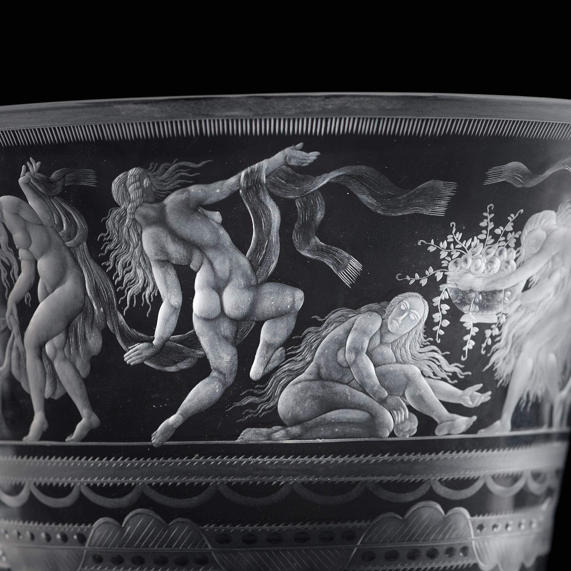 Simon Gate, An important Simon Gate engraved bowl, excuted by Orrefors, Sweden 1924, model 122.