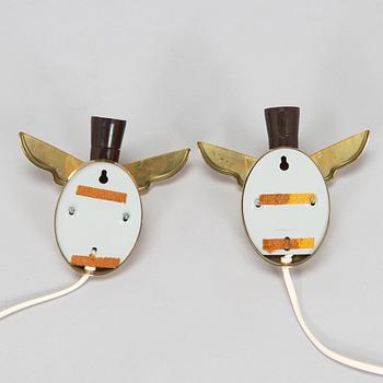 Vägglampor, ett par, Valinte, 1900-talets mitt.