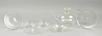 TESERVIS, 13 delar, glas,  Wilhelm Wagenfelt för Jenaer Glaswerke, Jena, Tyskland.