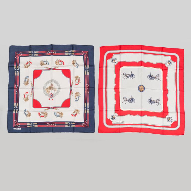 Two silk scarves by Celine.