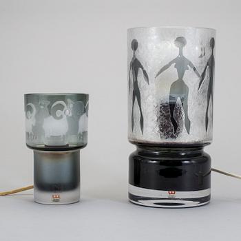 BORDSLAMPOR, 2 st, glas, Hans-Ove Sandeberg, Kosta, 1970-tal.