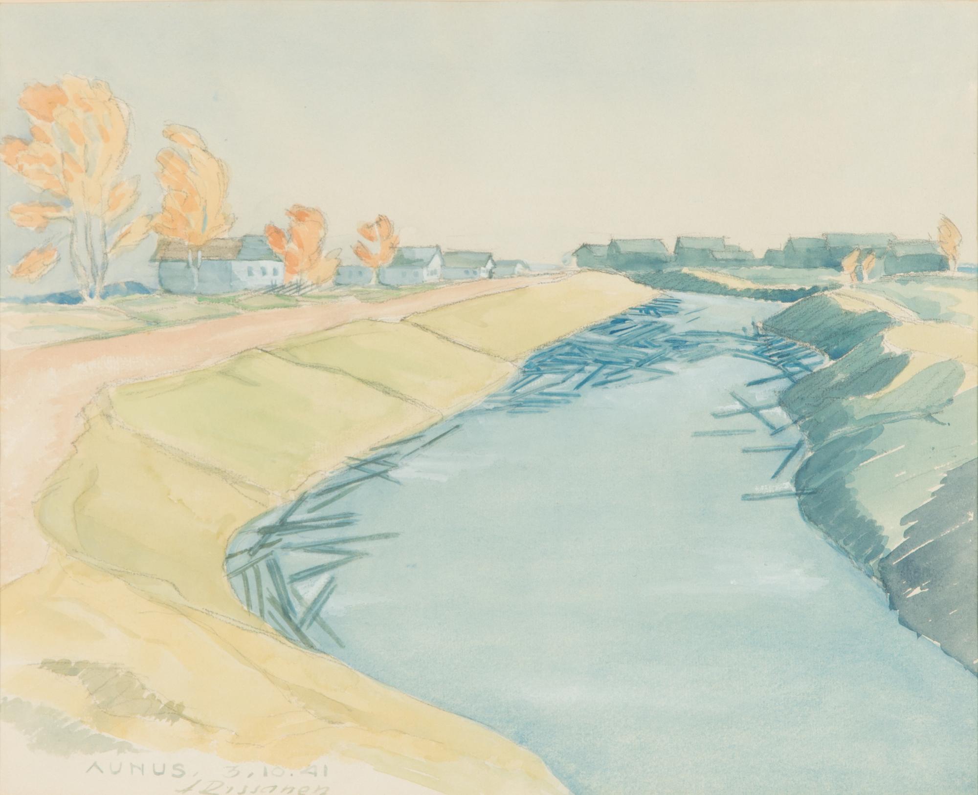 Juho Rissanen, watecolour and pencil, signed and dated 3.10.41.