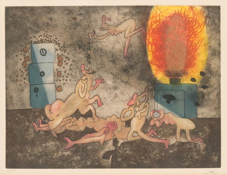 Roberto Matta, färgetsning, signerad och numrerad 56/100.